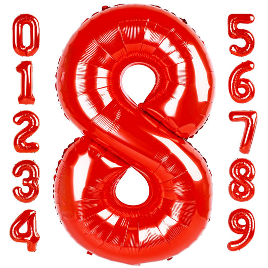 Mluchee 40-inch number 8 balloon in red for striking birthday decor.
