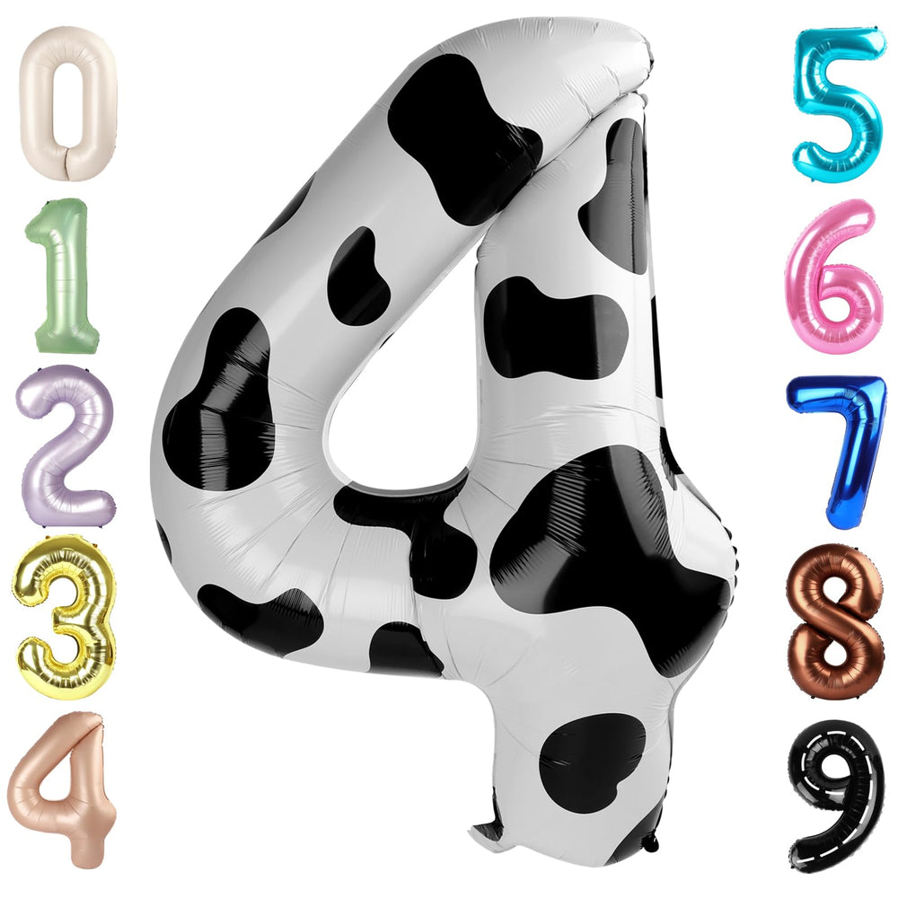 Mluchee 40-inch number balloon, 4 white and black, ideal for photo-worthy birthday displays.