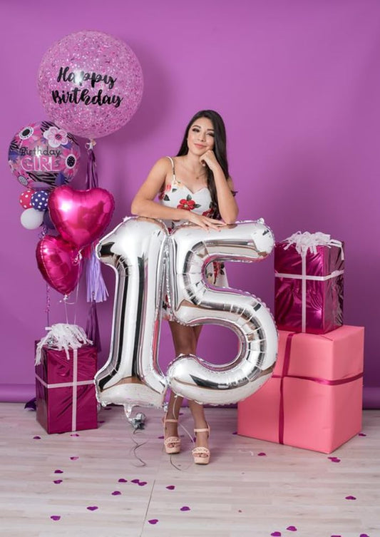 Mluchee 40-inch number balloon 15 for milestone celebrations and photo moments.
