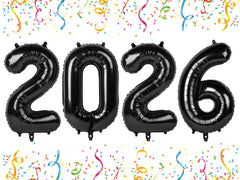 Mluchee 40 inch black number balloons for bold New Year photo backdrops.