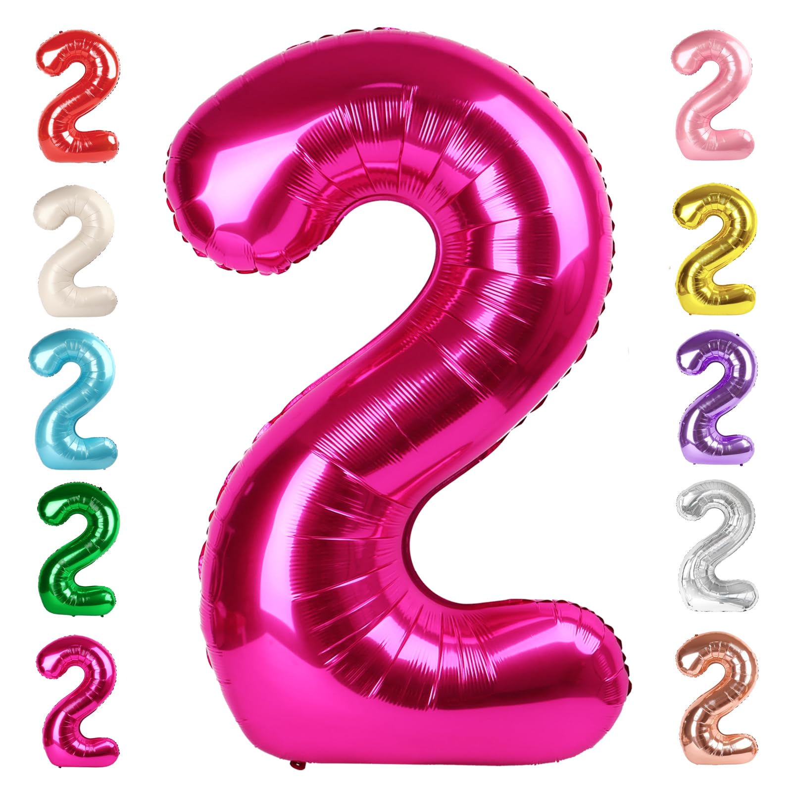 Mluchee 40inch hot pink number balloon front view ideal for eye-catching birthday decor.