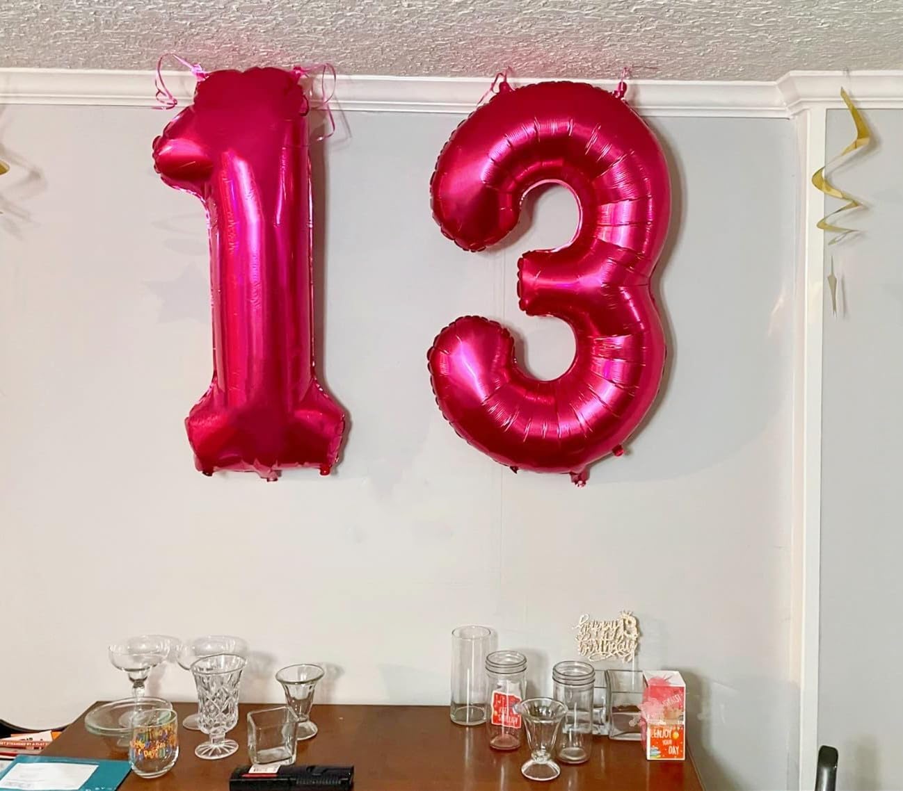 Mluchee 40inch hot pink number balloon decor on wall or door displays.