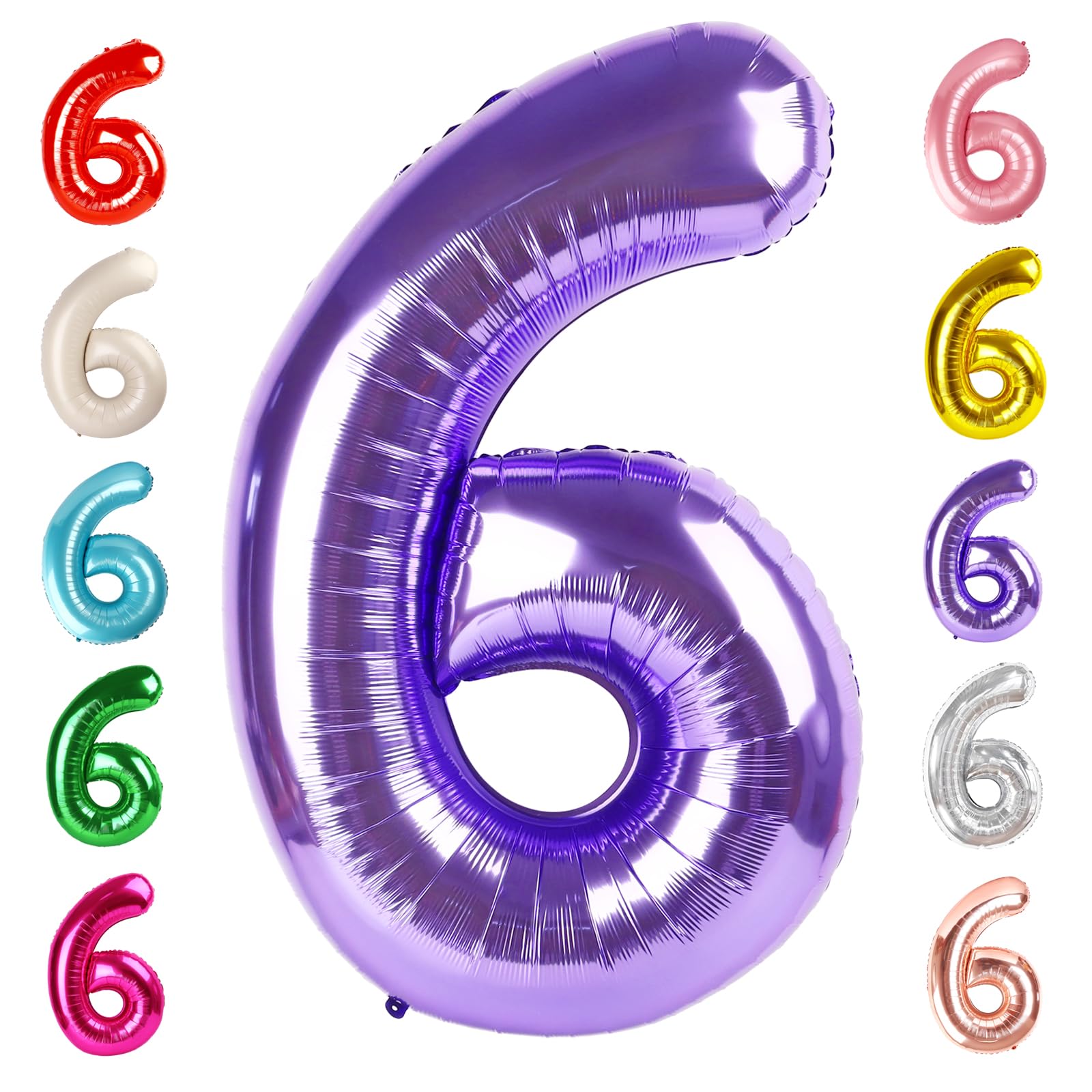Mluchee 40-inch number 6 purple balloon for striking 6th birthday decor
