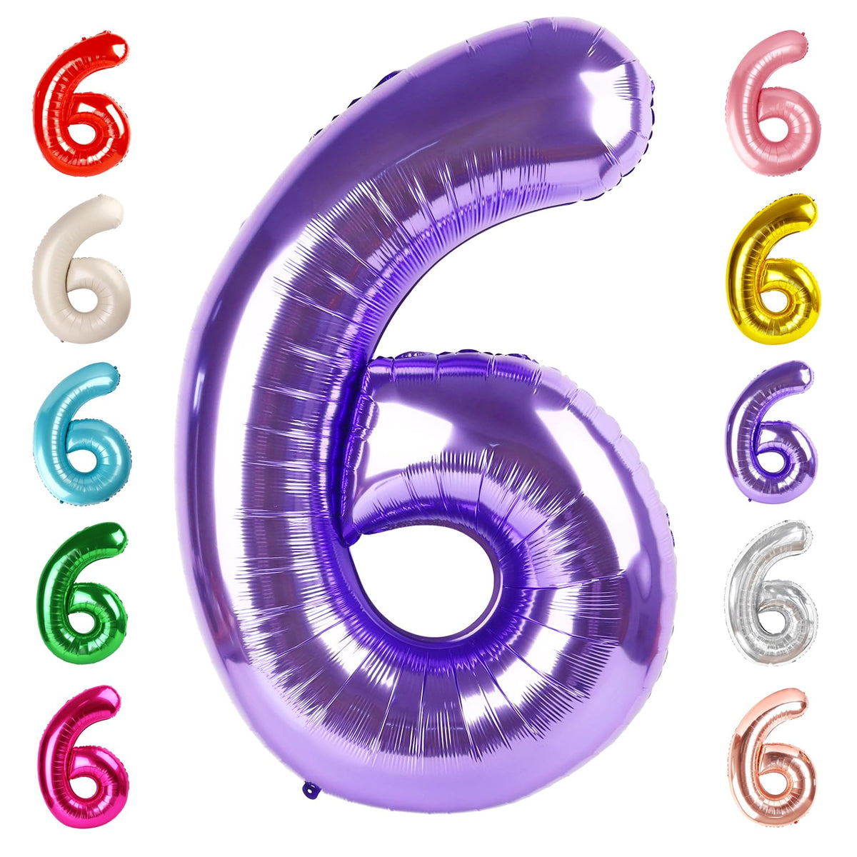 Mluchee 40-inch number 6 purple balloon for striking 6th birthday decor