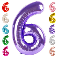 Mluchee 40-inch number 6 purple balloon for striking 6th birthday decor