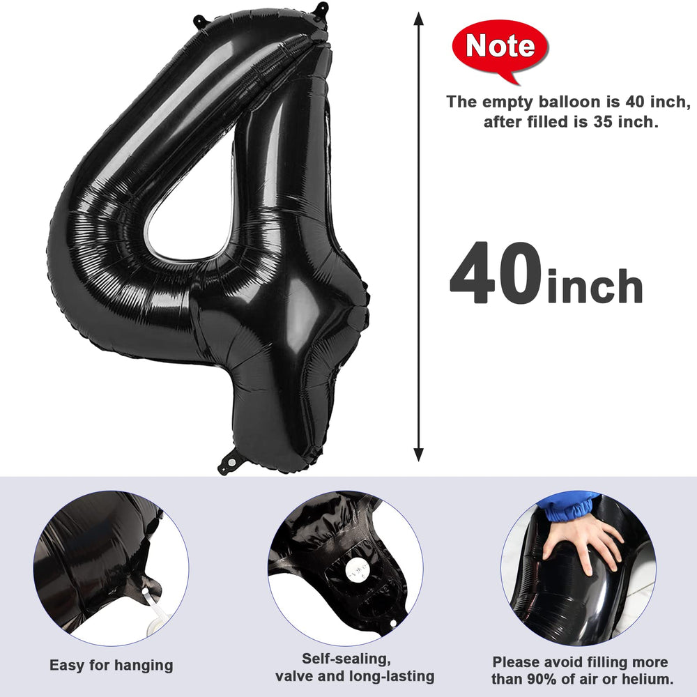 Mluchee 40-inch black number balloon enhances photo booth moments.