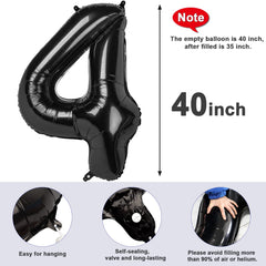 Mluchee 40-inch black number balloon enhances photo booth moments.