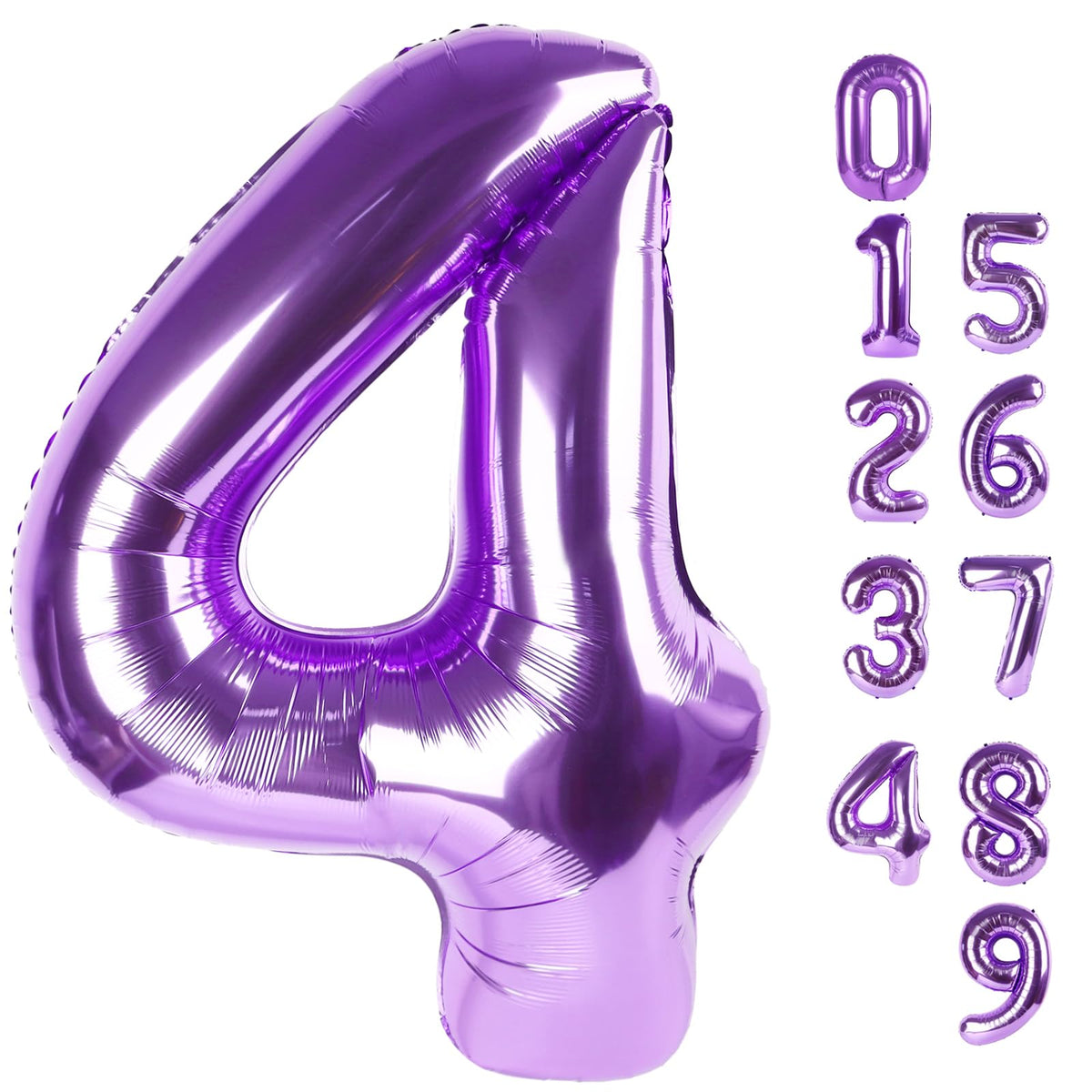 Mluchee 40-inch number balloon 4 purple with embossed edges for vibrant photo moments.