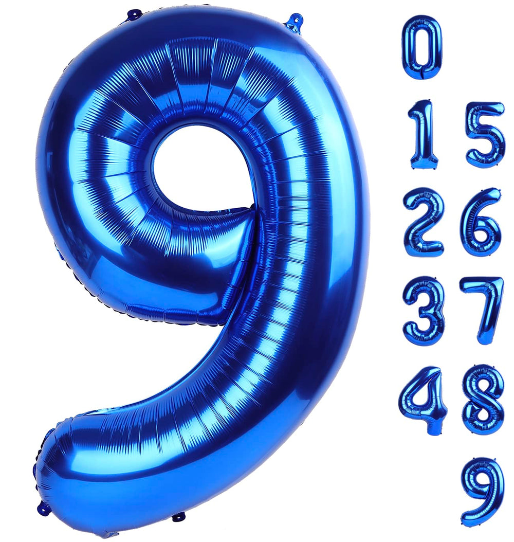 Mluchee 40-inch navy blue number 9 balloon for bold birthday photo backdrops.
