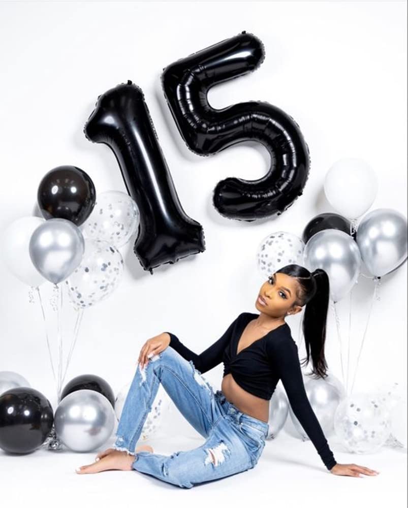 Mluchee 40-inch black number balloon 4 enhances event entrances and photo booths.