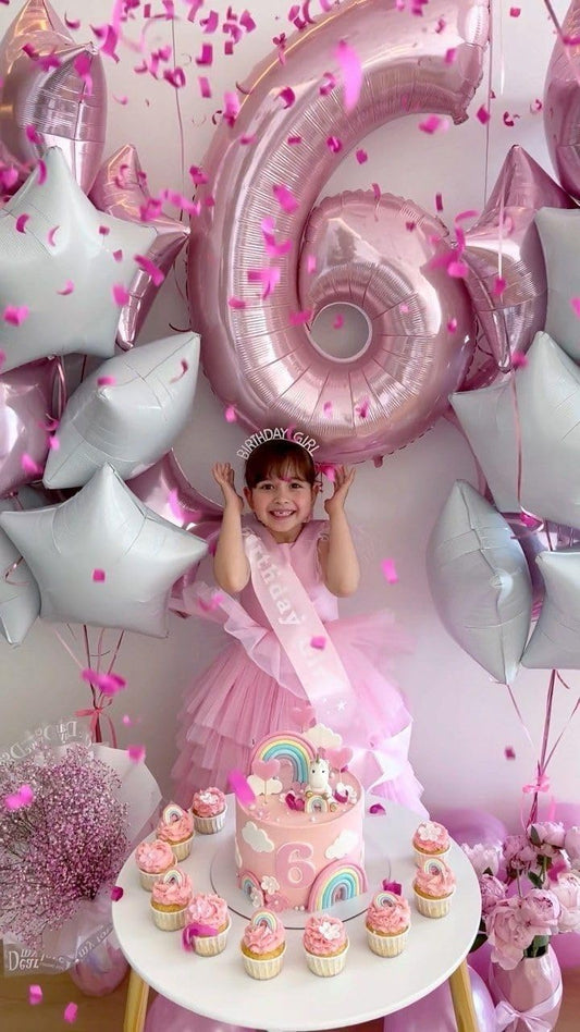 Mluchee 40inch number balloon decor setup adds dramatic party focal point
