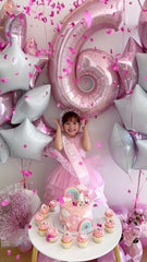 Mluchee 40inch number balloon decor setup adds dramatic party focal point