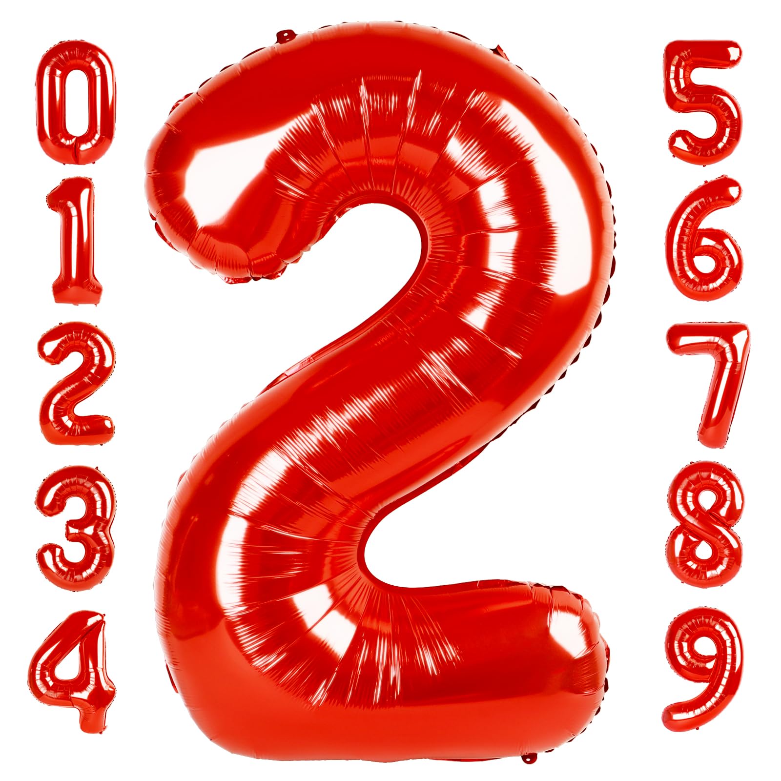 Mluchee 40-inch red number balloon for 2nd birthday, eye-catching party decor.