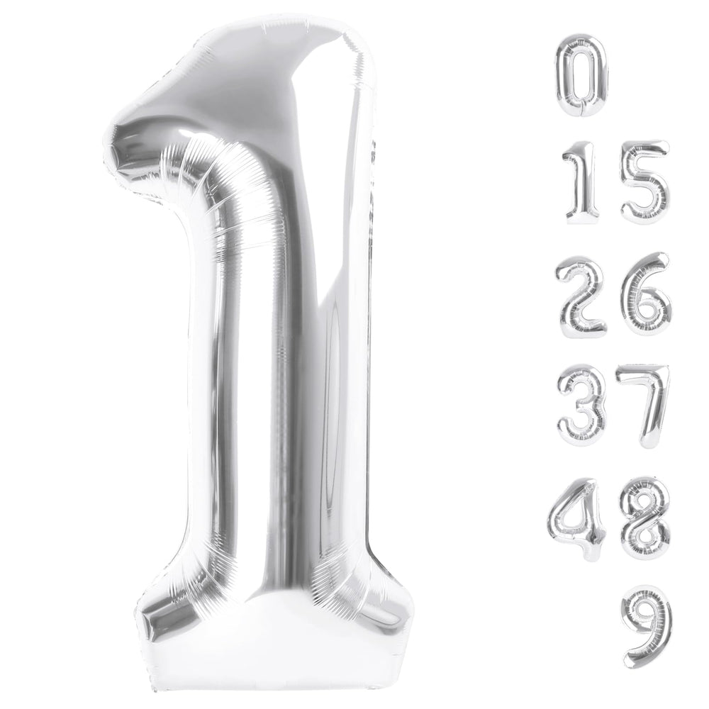 Mluchee 40-inch silver number balloon for bold birthday decor and photo moments.