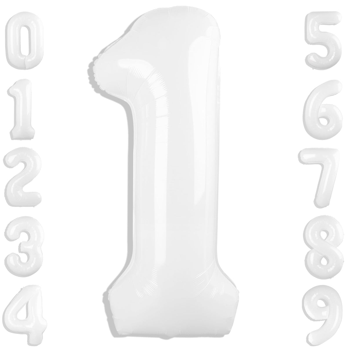 Mluchee 40inch white number balloon front view for bold birthday decor.