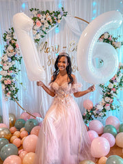 Mluchee 40inch white number balloon wall decoration for impressive setups.