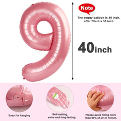 Mluchee 40-inch pearl pink number 9 balloon as party decoration