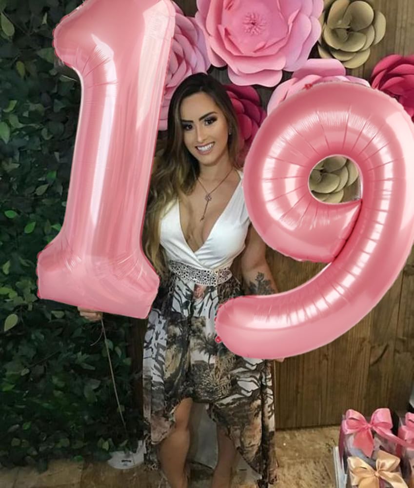 Mluchee 40-inch pearl pink number 9 balloon on wall as decor