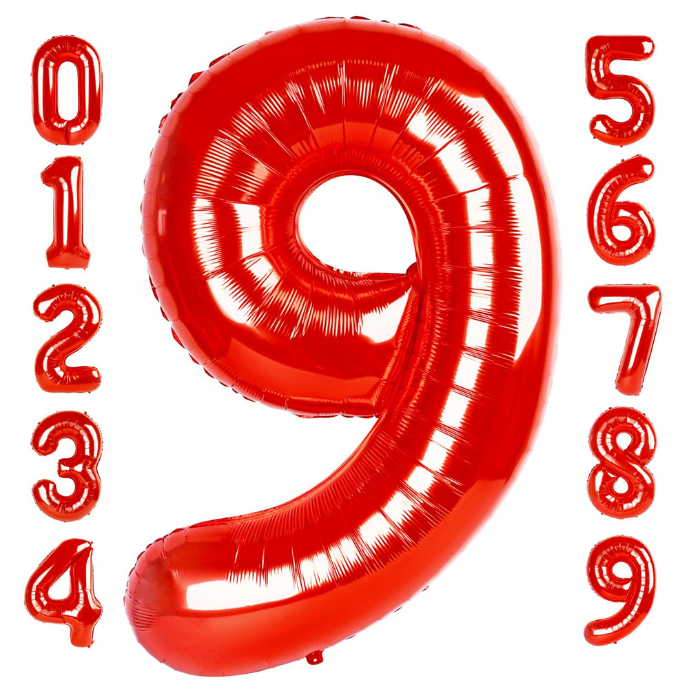 Mluchee 40-inch red number balloon 9 for bold birthday displays and photo moments.