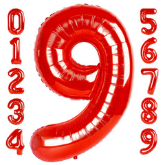 Mluchee 40-inch red number balloon 9 for bold birthday displays and photo moments.