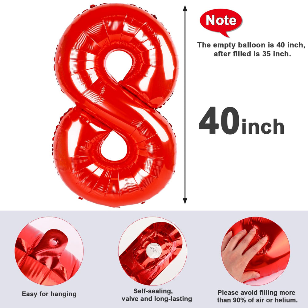 Mluchee 8-number balloon red suitable for graduations and festive displays.