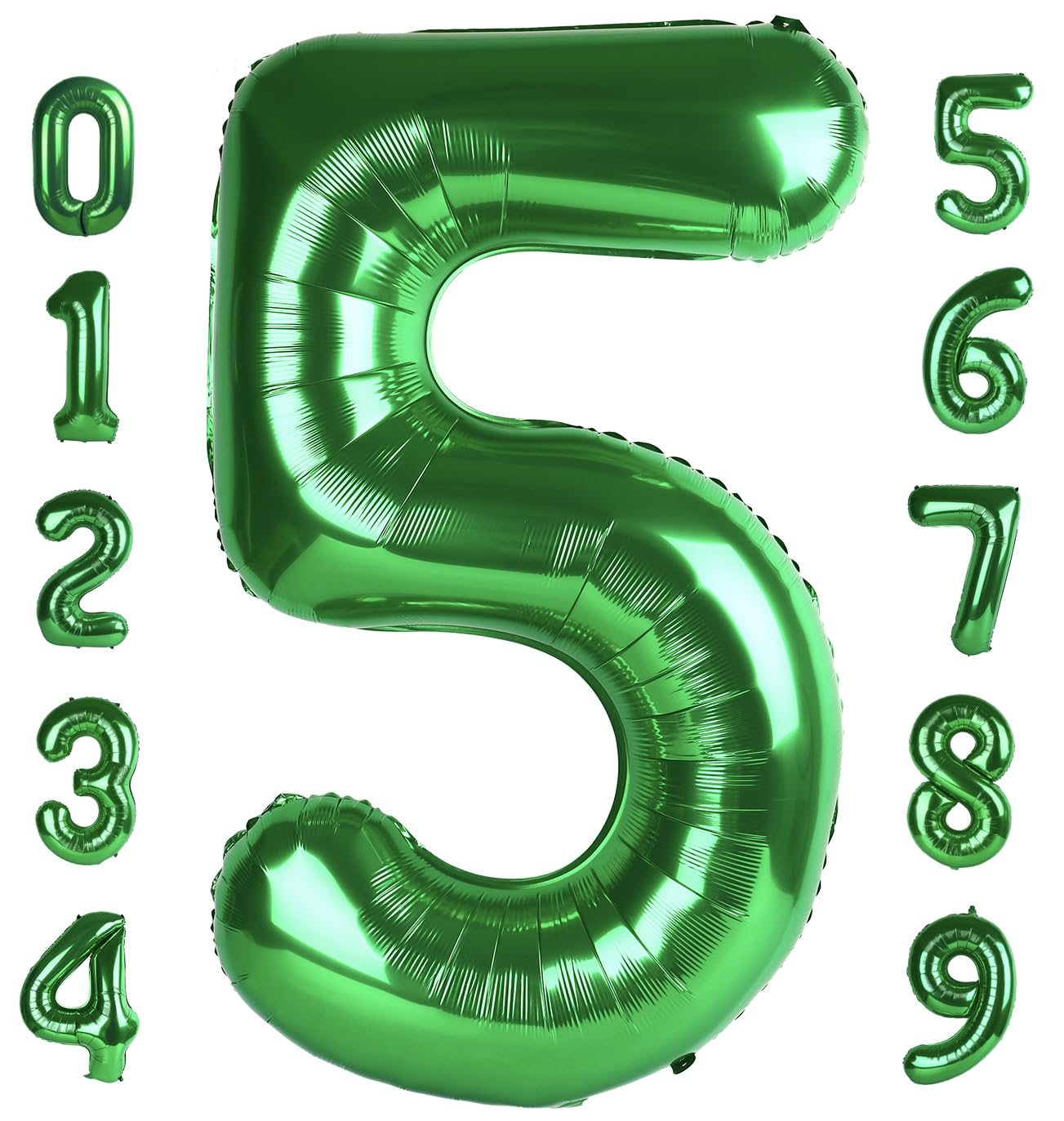 Mluchee 40-inch dark green number balloon for a 5th birthday, ideal photo backdrop.