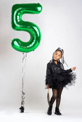 Mluchee 40-inch embossed-number balloon close-up showing neat edges and premium look.