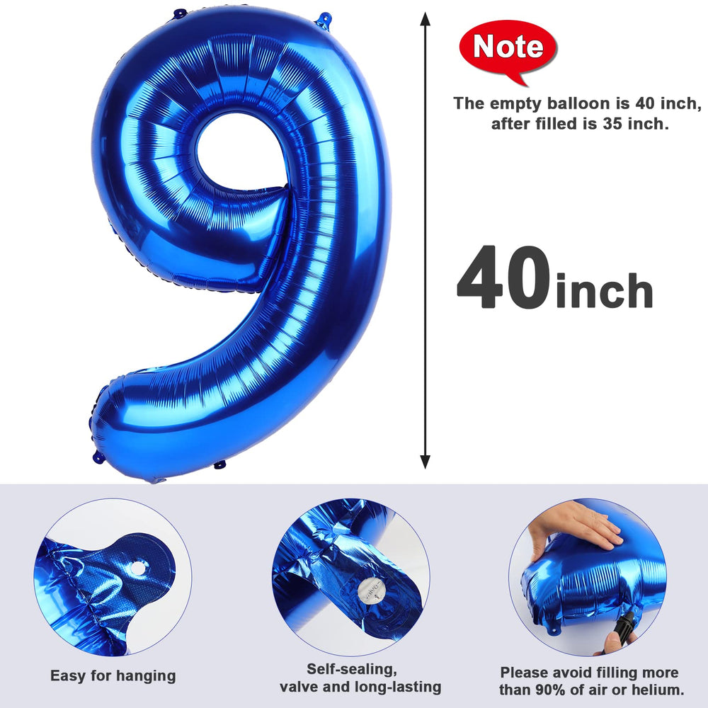 Balloon wall decor idea featuring Mluchee navy blue numbers for a dramatic backdrop.