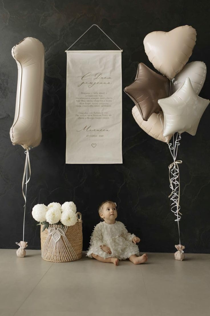 Mluchee giant number balloon cream white creates dramatic photo backdrops.