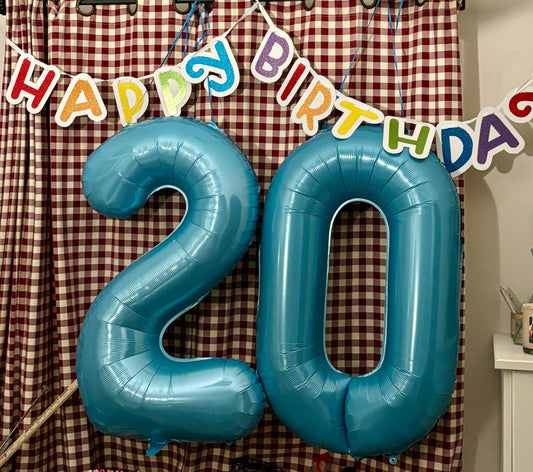 Mluchee Number 0 balloon 40in light blue packaging ready for easy decorating