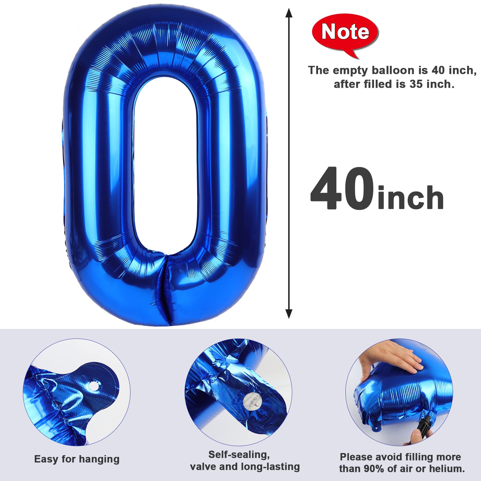 Mluchee Number 0 balloon 40 inch navy gift area highlight.
