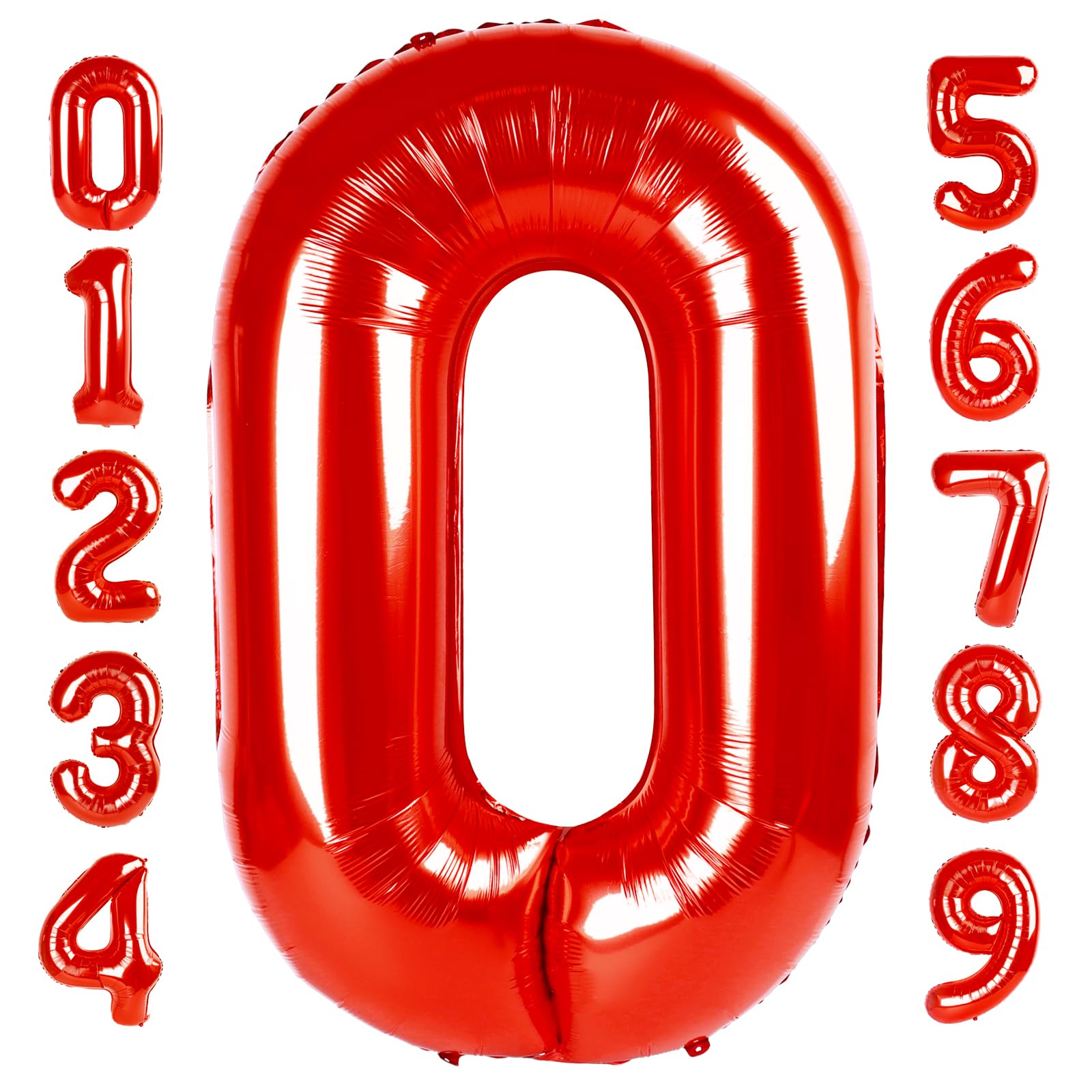 Mluchee Number 0 balloon, 40-inch front view, ideal for eye-catching birthday photo booths.