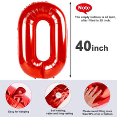 Mluchee Number 0 balloon, 40-inch red photo booth prop.
