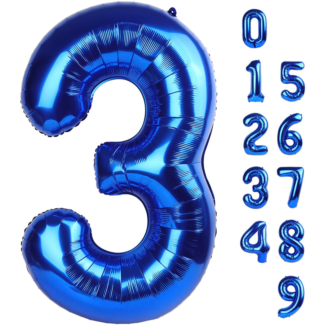 Mluchee 40-inch navy blue Number 3 balloon for dramatic party photos