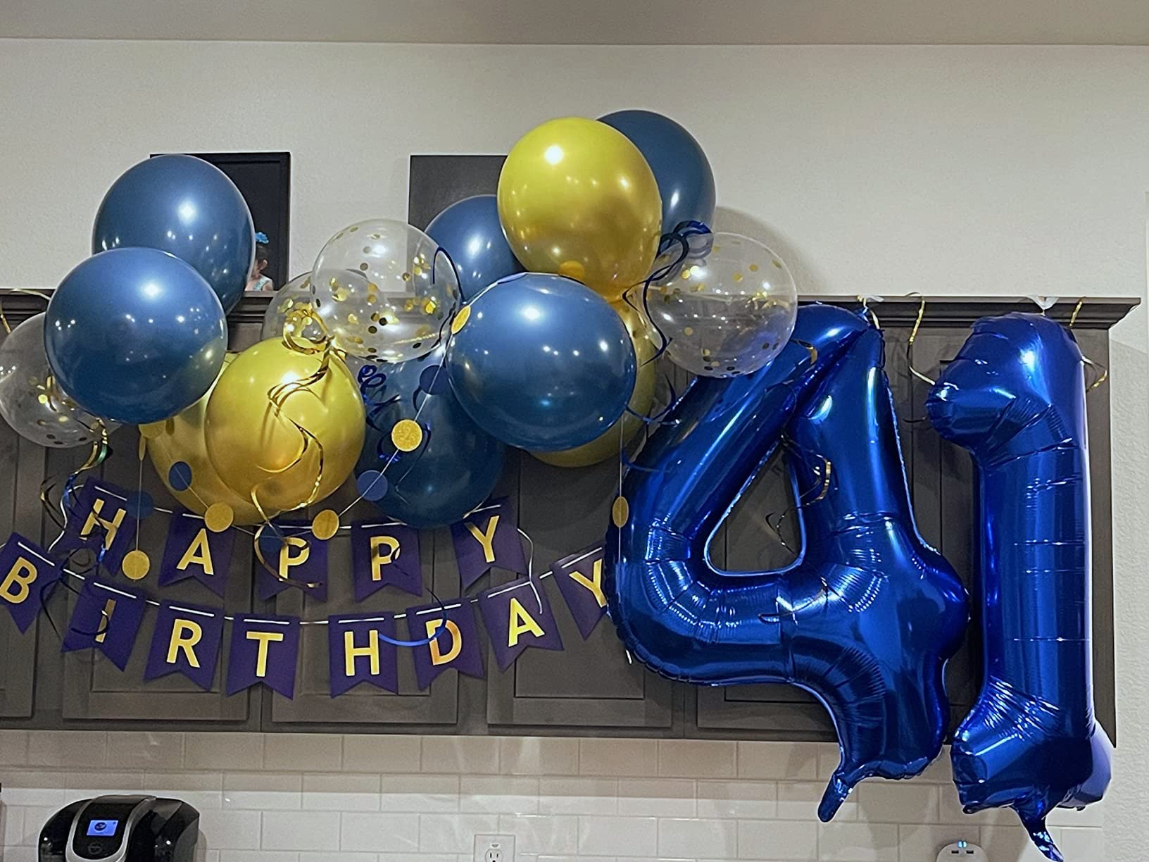 Mluchee 40in navy blue number balloon, side view, great for dynamic celebrations.