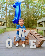 Mluchee 40in navy blue number balloon wall-decor setup for versatile celebrations.