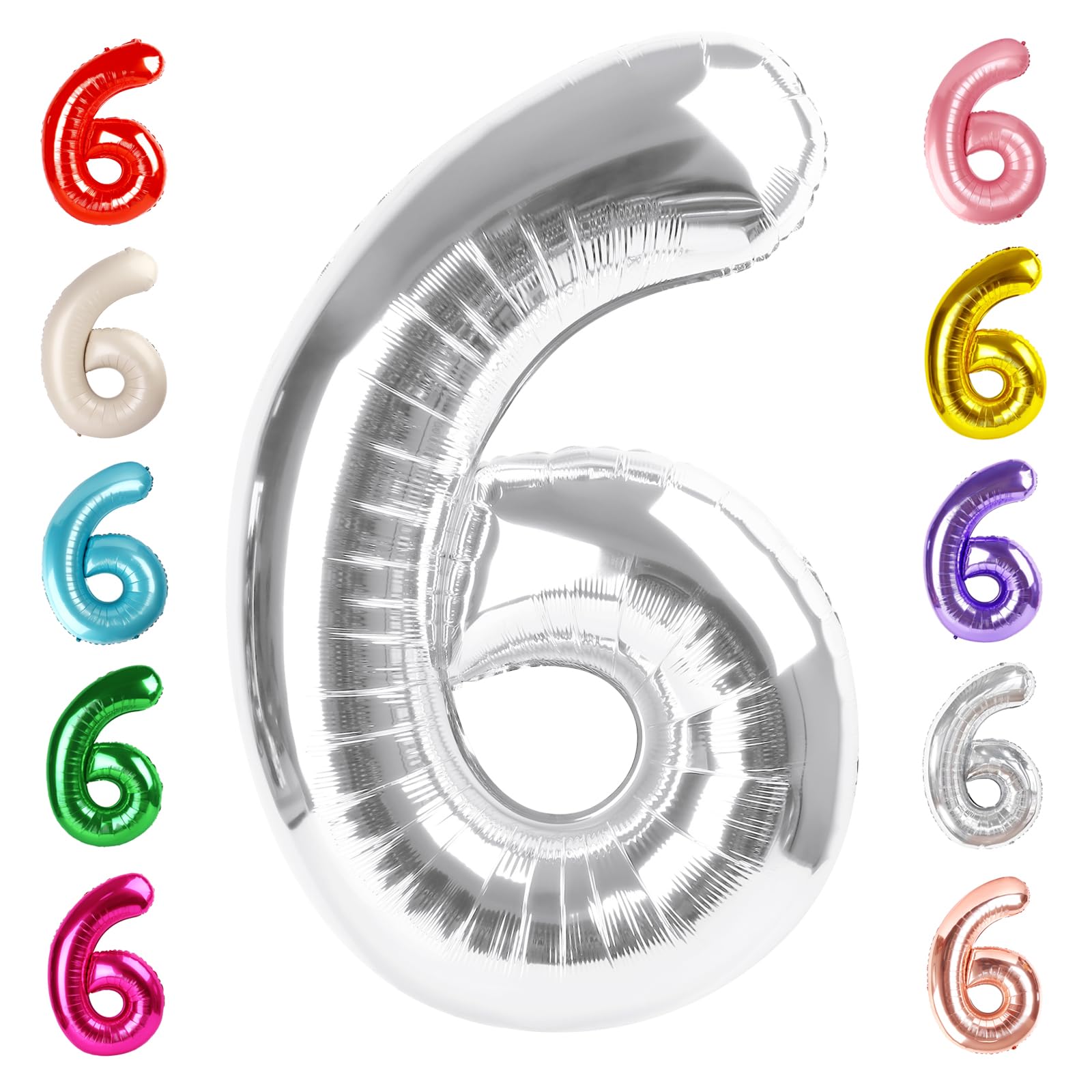 Mluchee Number 6 balloon 40-inch creates a bold birthday centerpiece.