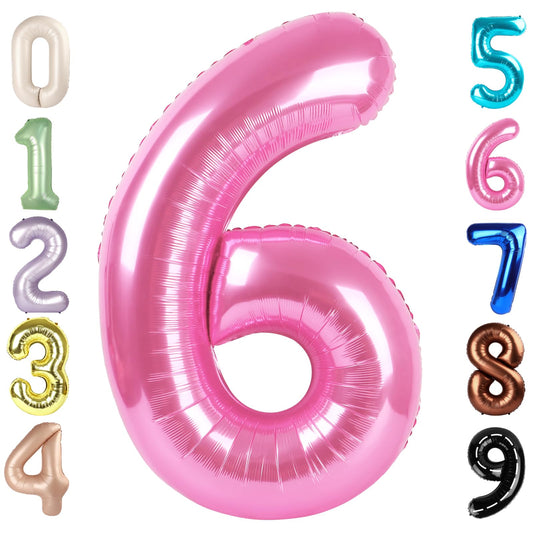 Mluchee number 6 balloon 40 inch pink for vibrant birthday photos