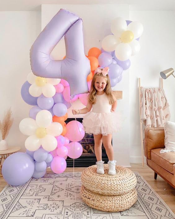 Mluchee 40-inch number balloon wall display setup for events.