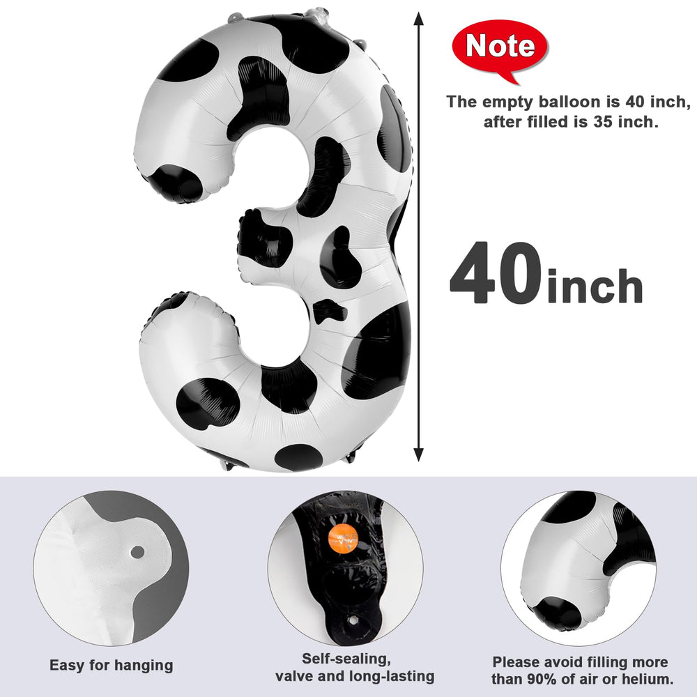 Mluchee Numbers Balloon 3 40-inch white and black floor decor setup