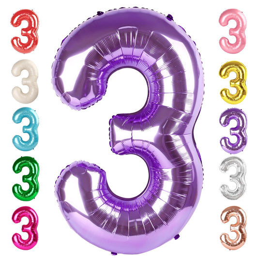 Mluchee 40-inch purple numbers balloon front view for bold birthday decor