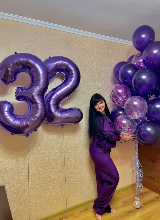 Mluchee 40-inch purple numbers balloon side view for event styling