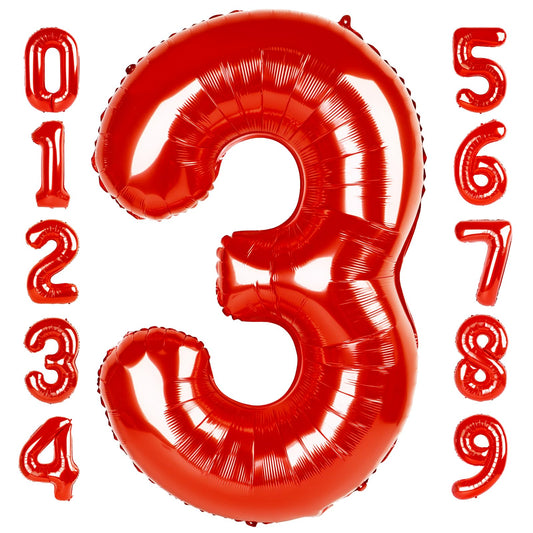 Mluchee Numbers Balloon 40inch red front view, ideal for bold birthday celebrations.
