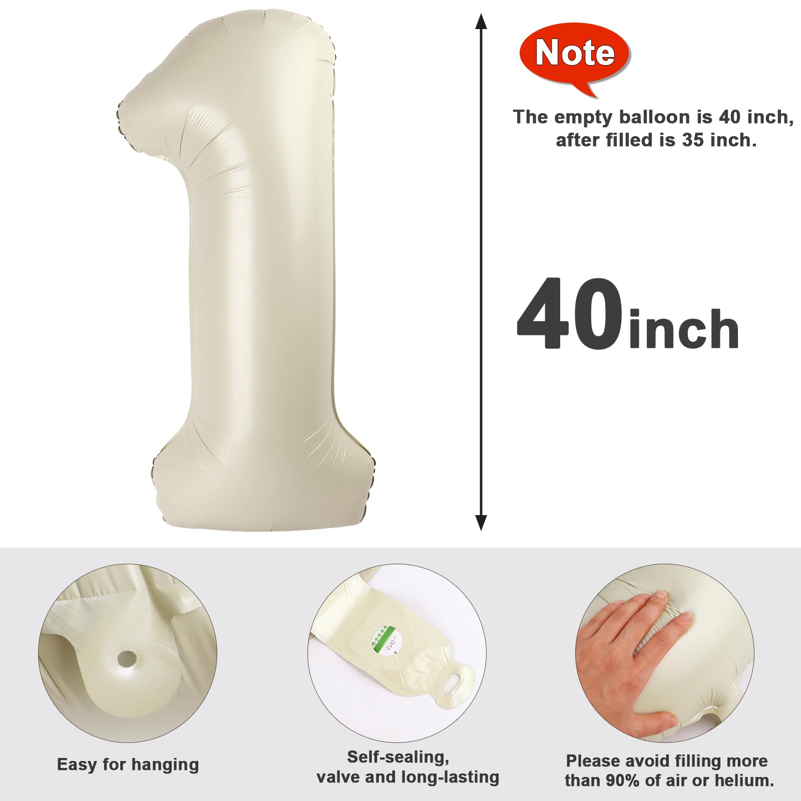 Mluchee cream-white number balloon enhances baby showers and milestones.