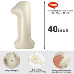 Mluchee cream-white number balloon enhances baby showers and milestones.