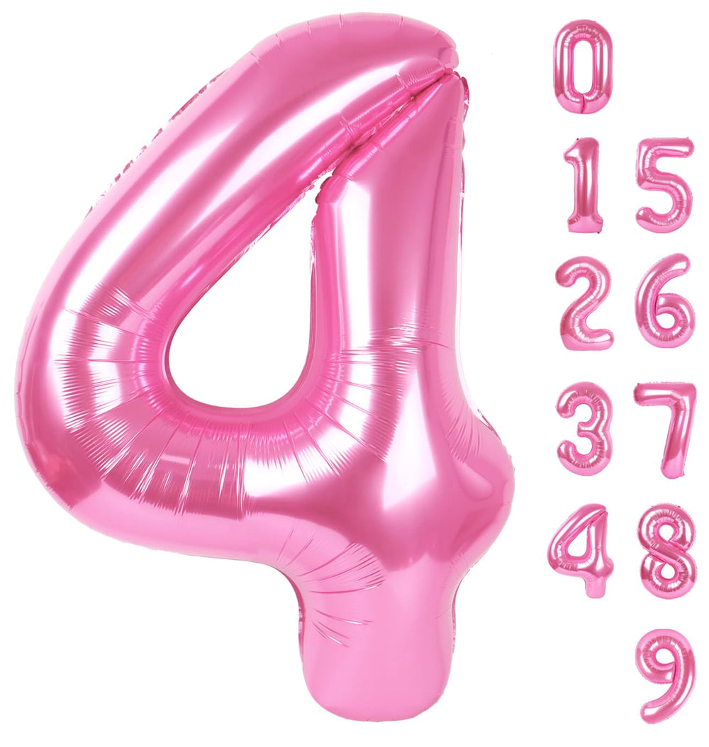 Mluchee pink 40-inch number balloon 4 for bold birthday décor and photos