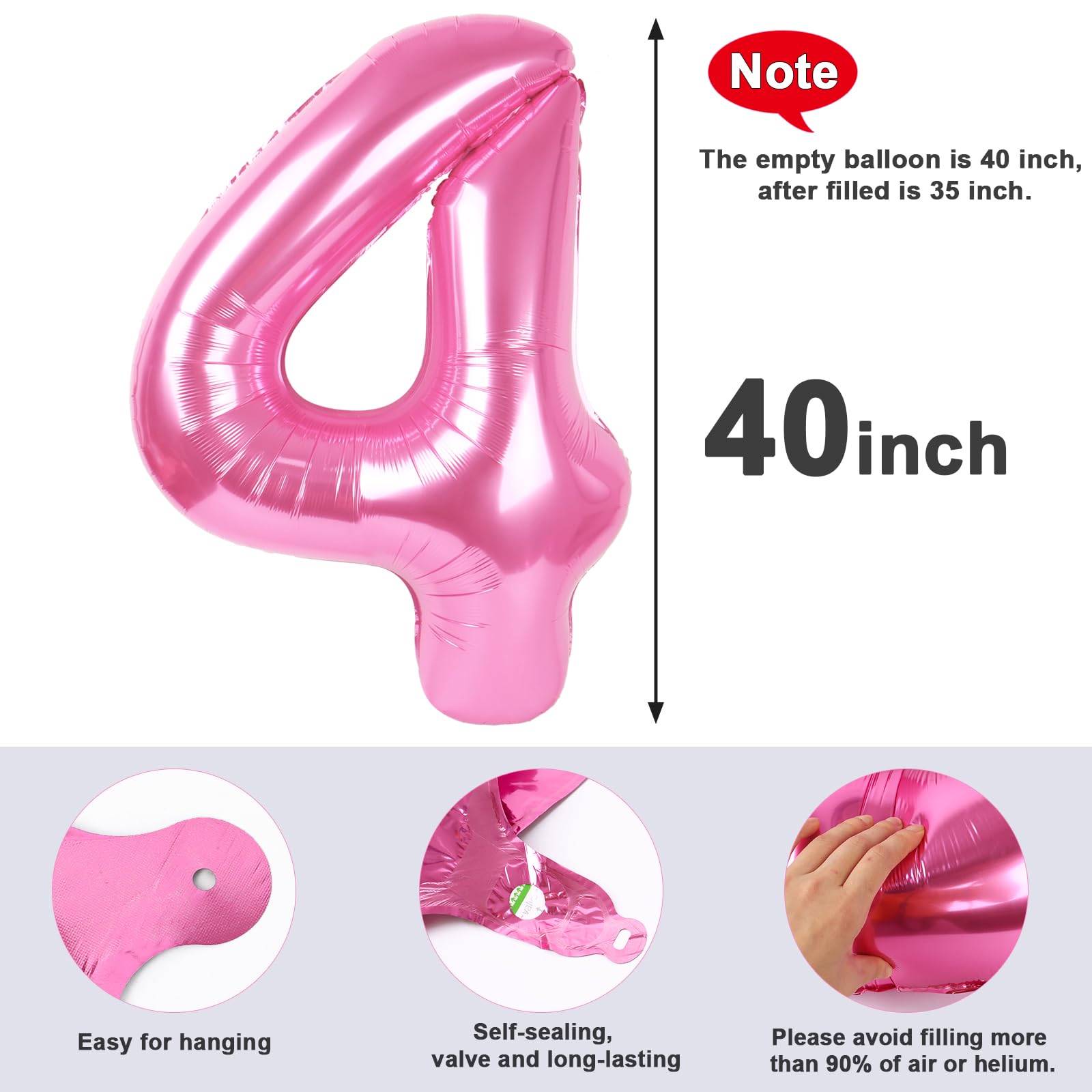 Mluchee pink 40-inch number balloon in a photo booth setup