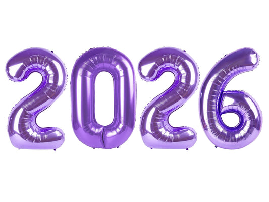 Mluchee purple 2026 number balloon, 40 inch, front view, eye-catching party decor