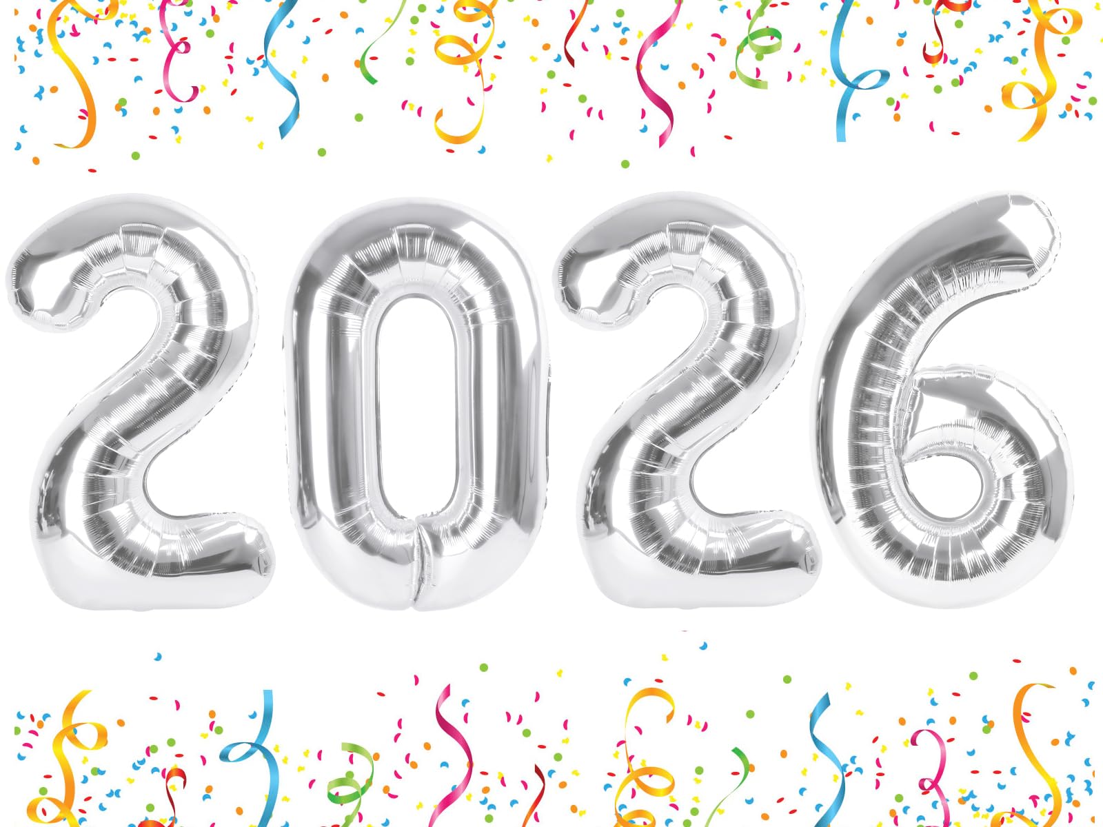 Mluchee silver 40-inch 2026 number balloons for bold photos and celebrations.
