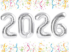 Mluchee silver 40-inch 2026 number balloons for bold photos and celebrations.